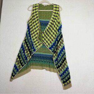 Say What? Open Front Knit Vest - Size M Cardigan Tribal Boho